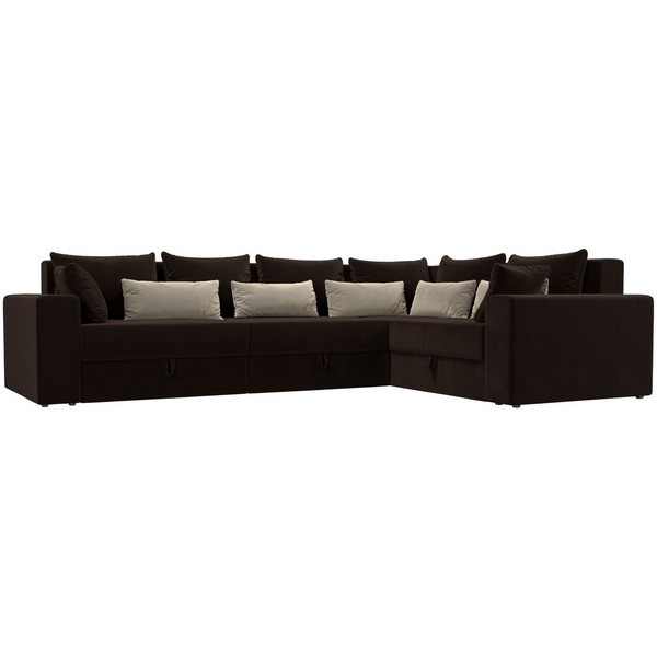 

Угловой диван Майами Long правый (микровельвет коричневый, подушки микровельвет КОР/беж/кор) Лига Диванов 114839, Бежевый;коричневый, Майами 114839