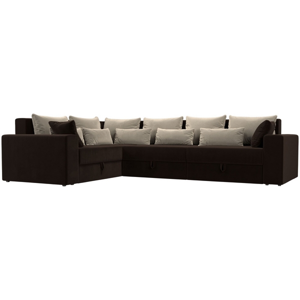 

Угловой диван Майами Long левый (микровельвет коричневый, подушки микровельвет БЕЖ/беж/кор) Лига Диванов 114840L, Бежевый;коричневый, Майами 114840L