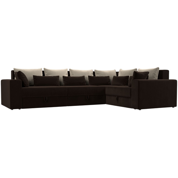 

Угловой диван Майами Long правый (микровельвет коричневый, подушки микровельвет БЕЖ/кор/кор) Лига Диванов 114841, Бежевый;коричневый, Майами 114841