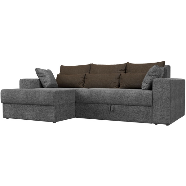 

Угловой диван Майами левый (основа рогожка серая, подушки рогожка КОР/кор/сер) Лига Диванов 114934L, Серый;коричневый, Майами 114934L