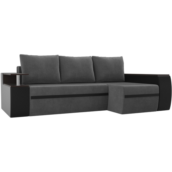 

Угловой диван Ричмонд (основа велюр серый, компаньон экокожа черная) Лига Диванов 115003, Серый;черный, Ричмонд 115003