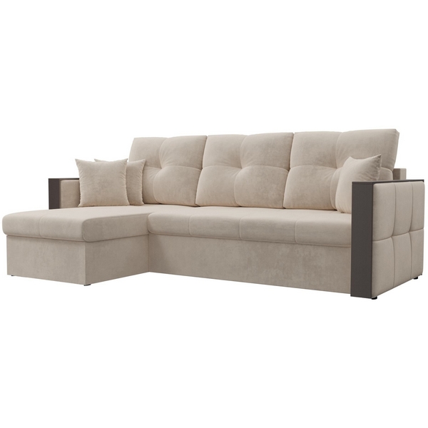 

Угловой диван Валенсия левый (велюр бежевый) Лига Диванов 115091L, Валенсия 115091L
