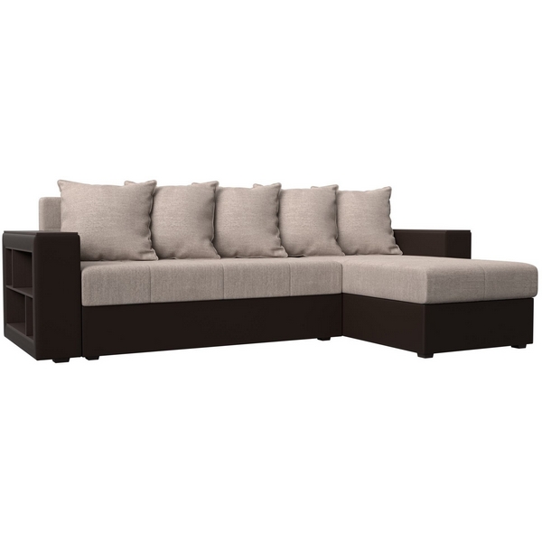 

Диван угловой Дубай лайт угол правый (основа рогожка berat бежевая, компаньон экокожа коричневая) Лига Диванов 115323, Дубай 115323