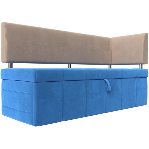 

Кухонный прямой диван Стоун с углом правый (основа велюр голубой, компаньон велюр бежевый) Лига Диванов 115927, Стоун 115927