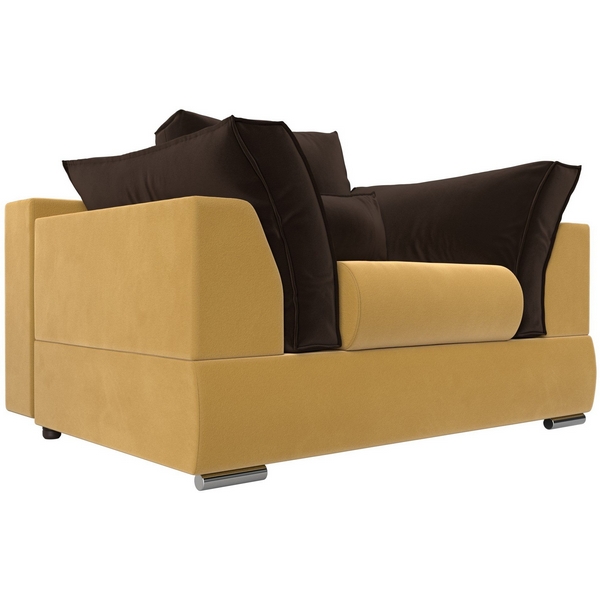 

Кресло Пекин (основа микровельвет желтый, подушки микровельвет коричневый) Лига Диванов 116021, Коричневый;желтый, Пекин 116021