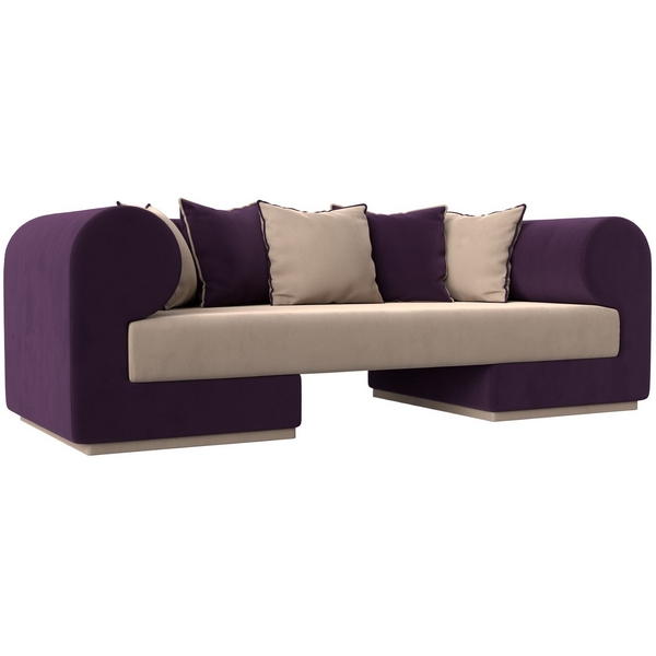 

Прямой диван Кипр (основа велюр бежевый, компаньон велюр фиолетовый, подушки велюр бежевый, фиолетовый) Лига Диванов 116264, Кипр 116264