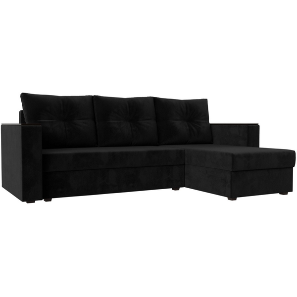 

Угловой диван Атланта Лайт Б/С правый угол (Велюр/Черный) Лига Диванов 117040, Атланта лайт 117040