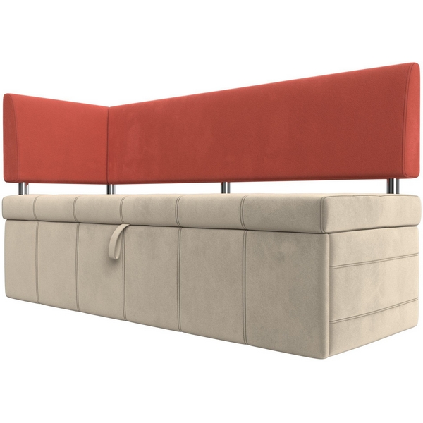 

Кухонный прямой диван Стоун с углом левый (Микровельвет/Бежевый,Красный) Лига Диванов 117770L, Стоун 117770L