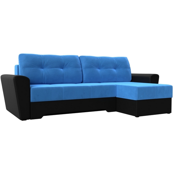 

Угловой диван Амстердам правый угол (Велюр,Экокожа/Голубой,Черный) Лига Диванов 117797, Амстердам 117797