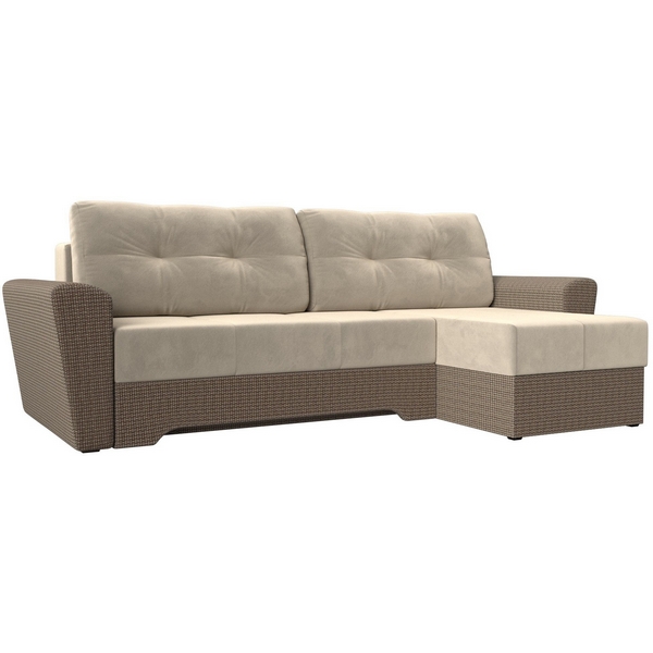 

Угловой диван Амстердам правый угол (Рогожка,Микровельвет/Бежевый,Коричневый) Лига Диванов 117804, Амстердам 117804