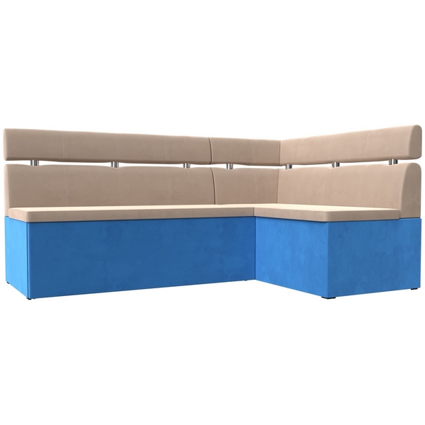 

Кухонный угловой диван Классик правый угол (Велюр/Бежевый,Голубой) Лига Диванов 117973, Классик 117973