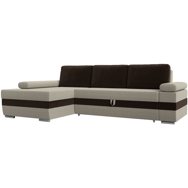 

Угловой диван Канкун левый угол (Рогожка,Микровельвет/Бежевый,Коричневый) Лига Диванов 118239L, Канкун 118239L