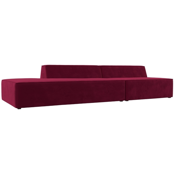 Прямой модульный диван Монс Модерн левый (Микровельвет/Красный) Лига Диванов 119467L