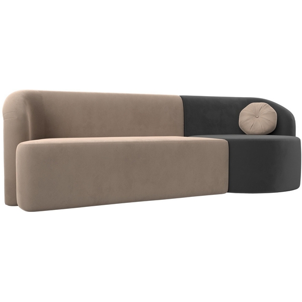 

Прямой диван Лига-027 угол правый (Велюр/Бежевый,Серый) Лига Диванов 119513, Лига-027 119513