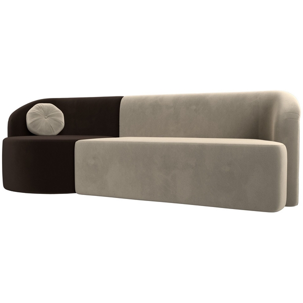 

Прямой диван Лига-027 угол левый (Микровельвет/Бежевый,Коричневый) Лига Диванов 119532L, Лига-027 119532L