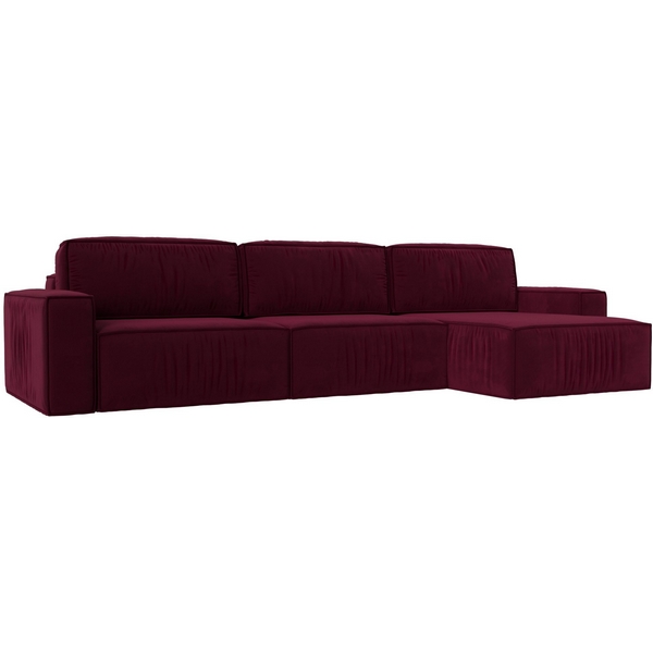 

Диван угловой Прага Классик лонг правый угол (Бордовый/Микровельвет) Лига Диванов арт.121069, Прага 121069
