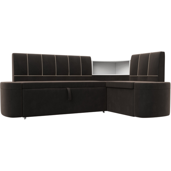 

Диван кухонный угловой Тефида правый угол (Коричневый,Бежевый/Велюр) Лига Диванов арт.126142, Тефида 126142