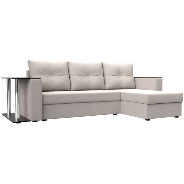 

Диван угловой Атланта со столом правый угол (ДСП,ЛДСП/Пластик/Замша/Бежевый) Лига Диванов 127833, Атланта 127833