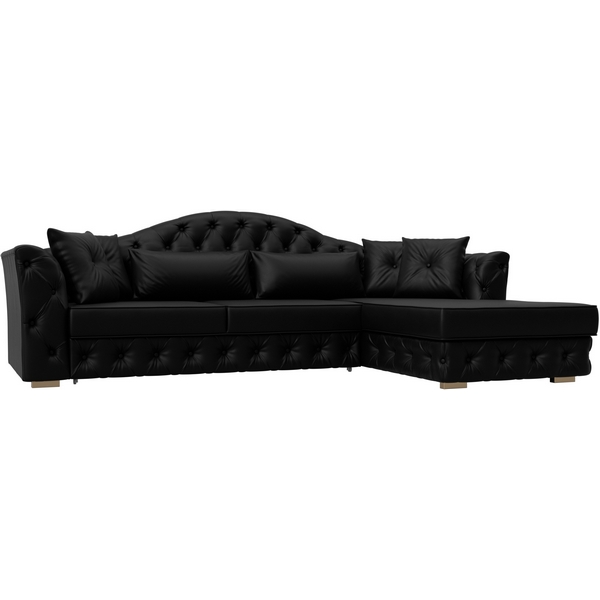 

Диван угловой Артис правый угол (Брус,Рейка/Пластик/Экокожа/Черный) Лига Диванов 128032, Артис 128032