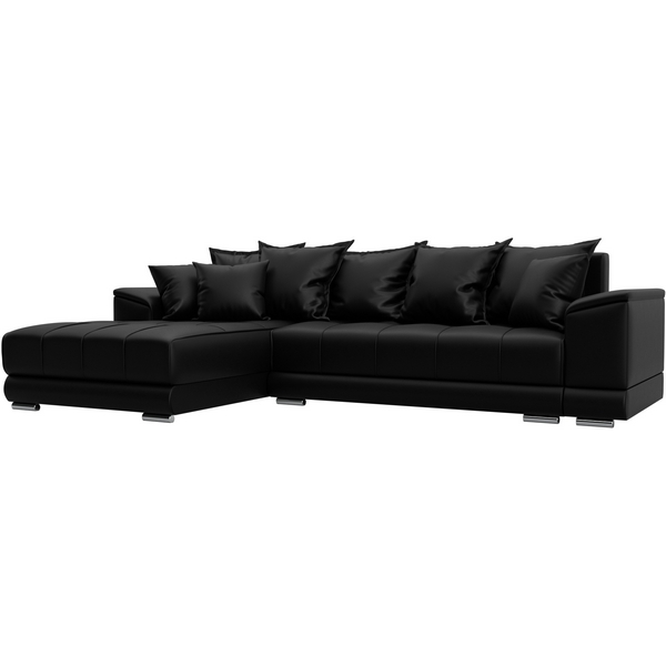 

Диван угловой НордСтар левый угол (ДСП,Брус/Пластик/Экокожа/Черный) Лига Диванов 128207L, НордСтар 128207L