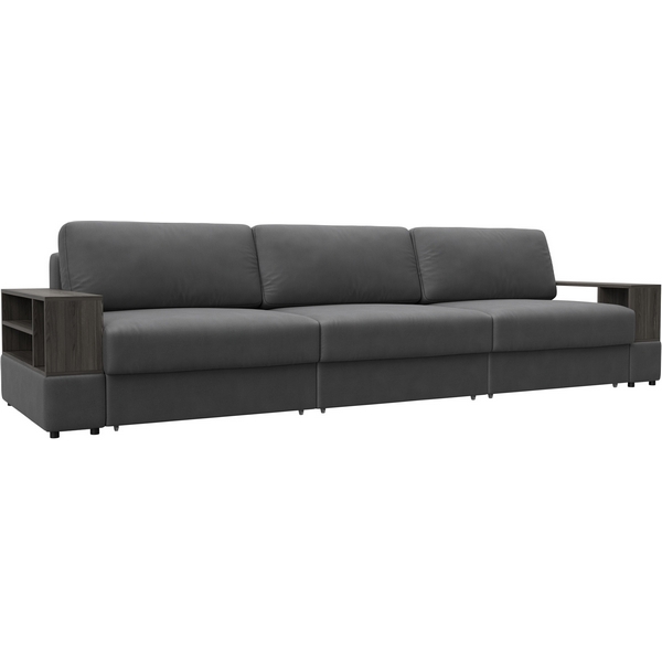 

Диван прямой с 2 полками Лига-055 НПБ Лонг Лига Диванов (Замша) арт.129092, Серый, Лига-055 129092