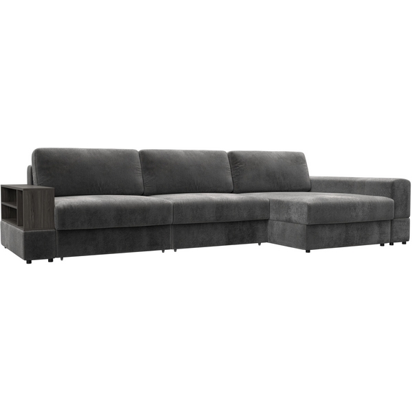 

Диван угловой с полкой Лига-055 НПБ Лонг угол универсальный Лига Диванов (Велюр) арт.129106, Серый, Лига-055 129106