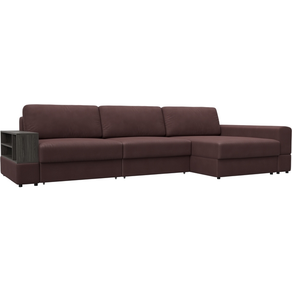 

Диван угловой с полкой Лига-055 НПБ Лонг угол универсальный Лига Диванов (Замша) арт.129112, Бордовый, Лига-055 129112