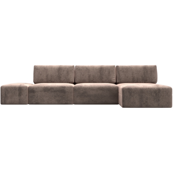 

Диван угловой модульный с пуфом Лига-060 НПБ Лонг угол универсальный (ЛДСП,Брус,Фанера/Пластик/Велюр/Бежевый) Лига Диванов 129513, Лига-060 129513