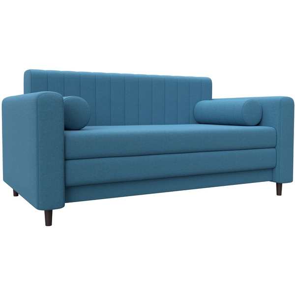 Изображение товара Диван прямой Лига-070 голубой с механизмом раскладки и подлокотниками