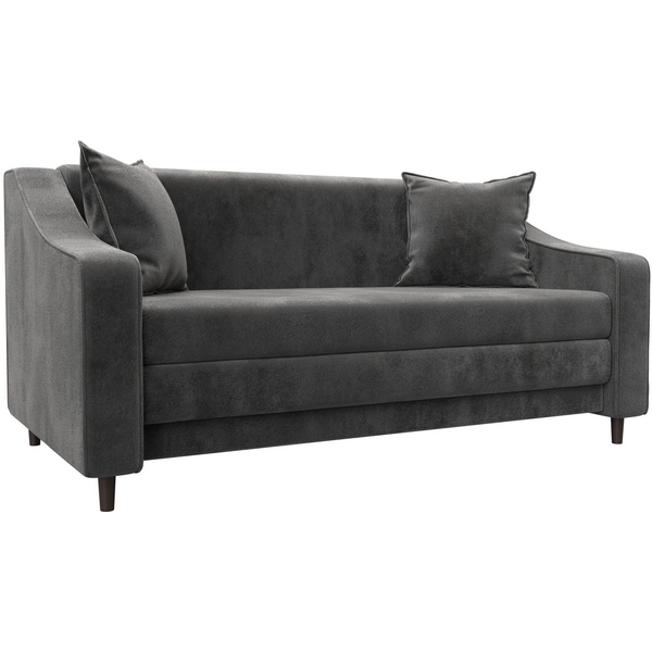 Изображение товара Диван прямой Лига-071 с механизмом раскладки из велюра серый