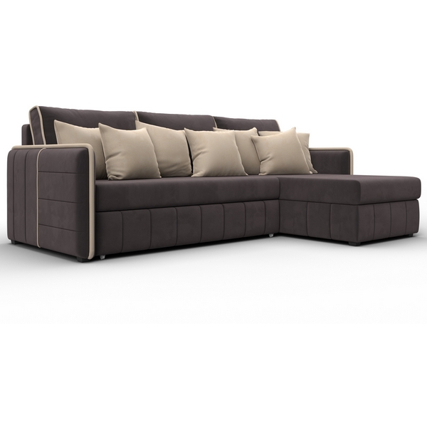 Изображение товара Диван угловой Лига-078 коричневый и бежевый с механизмом "Дельфин"