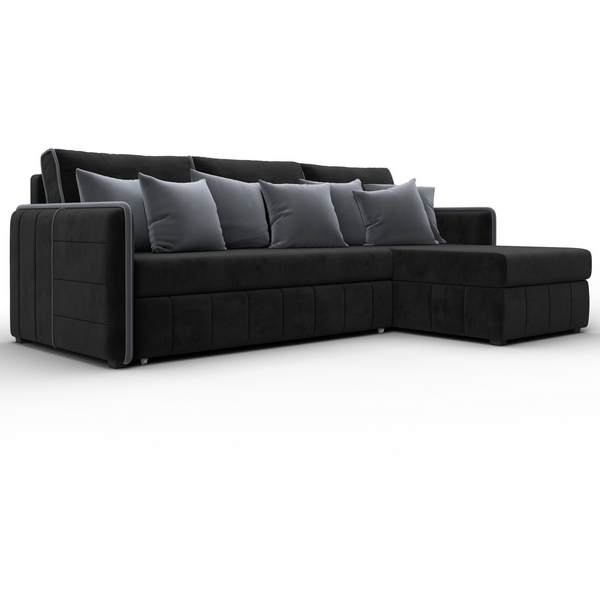 

Диван угловой Лига-078 угол универсальный (ДСП/Пластик/Велюр/Черный,Серый) Лига Диванов 130991, Лига-078 130991