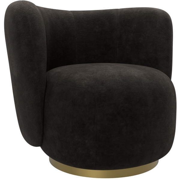 Изображение товара Комфортабельное кресло Лига-072 для гостиной из фанеры и велюра коричневого цвета