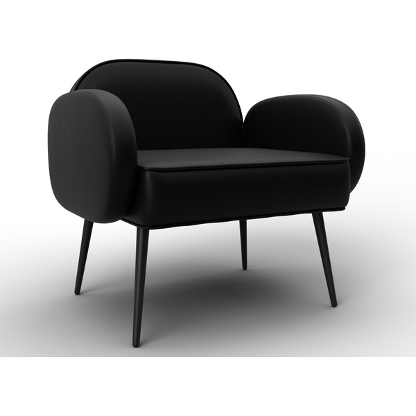 Изображение товара Кресло Лига-086 из фанеры металла и экокожи черного цвета для гостиной и офиса