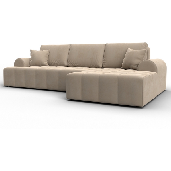 

Диван угловой Лига-080 угол правый (ДСП/Пластик/Велюр/Бежевый) Лига Диванов 134745, Лига-080 134745