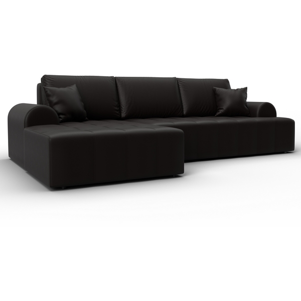 Изображение товара Диван угловой Лига-080 левый с бельевым ящиком коричневый