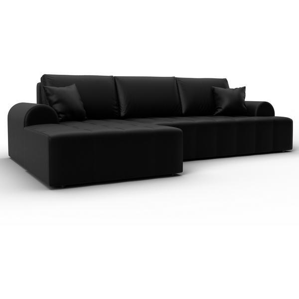 

Диван угловой Лига-080 угол левый (ДСП/Пластик/Экокожа/Черный) Лига Диванов 134753L, Лига-080 134753L