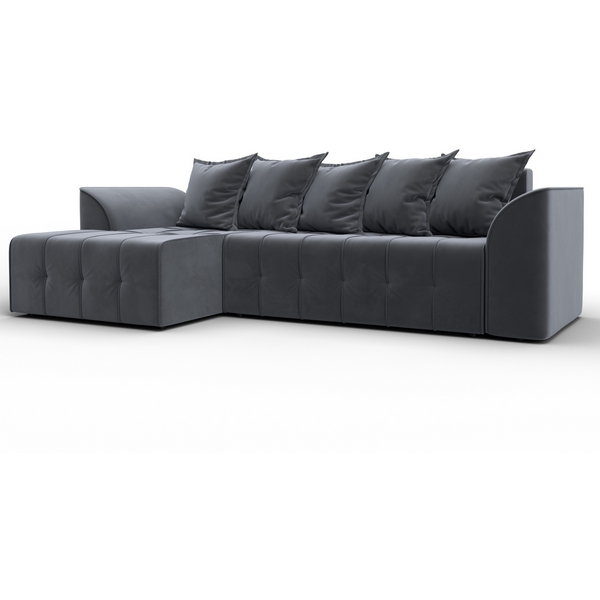 

Диван угловой Лига-113 угол левый (ДСП,Велюр/Серый) Лига Диванов 136724L, Лига-113 136724L