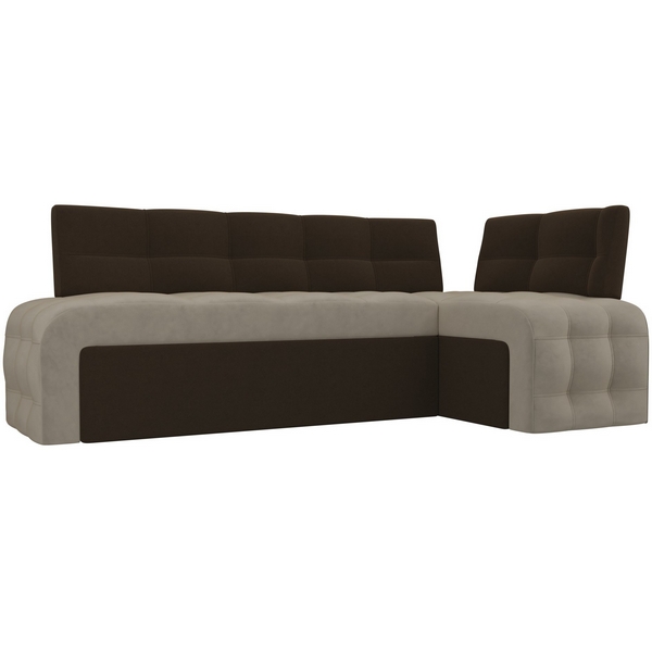 

Кухонный угловой диван Люксор правый (основа микровельвет бежевый, компаньон микровельвет коричневый) Лига Диванов 28604, Бежевый;коричневый, Люксор 28604