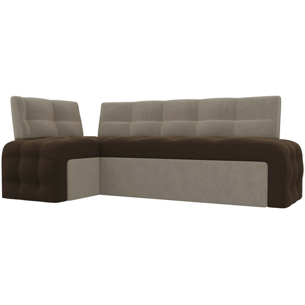 

Кухонный угловой диван Люксор левый (основа микровельвет коричневый, компаньон микровельвет бежевый) Лига Диванов 28607L, Бежевый;коричневый, Люксор 28607L