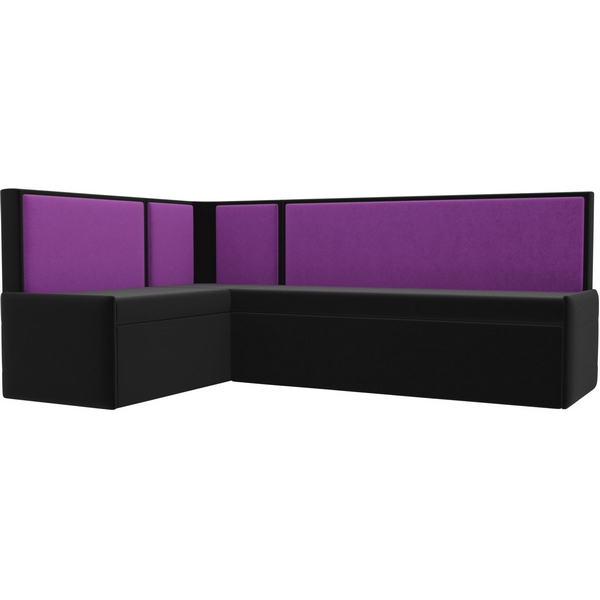 

Кухонный угловой диван Кристина левый (основа микровельвет черный, компаньон микровельвет фиолетовый) Лига Диванов 28757L, Кристина 28757L