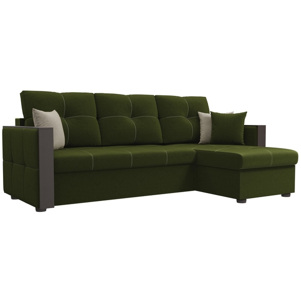 

Угловой диван Валенсия правый (микровельвет зеленый) Лига Диванов 29085, Валенсия 29085