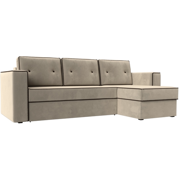 

Угловой диван Принстон правый угол (Микровельвет бежевый) Лига Диванов 29365, Принстон 29365