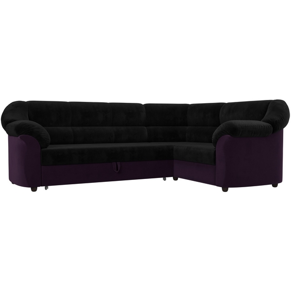 

Диван угловой Карнелла правый (основа велюр черный, компаньон велюр фиолетовый) Лига Диванов 29428, Карнелла 29428