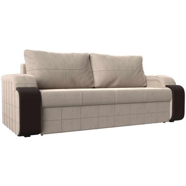 

Диван прямой Николь (рогожка бежевая, вставка экокожа коричневая) Лига Диванов 29439, Николь 29439