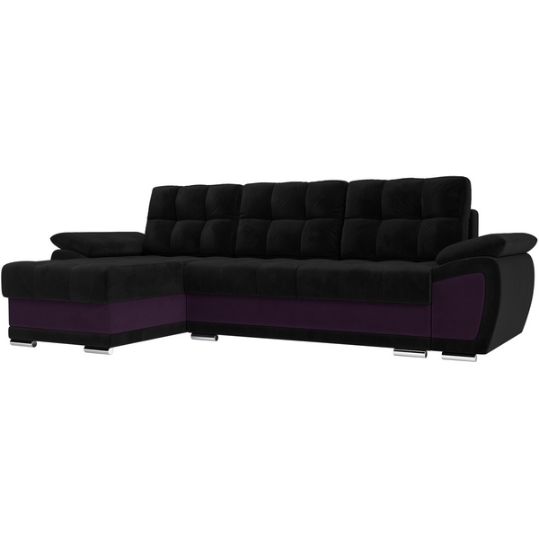 

Угловой диван Нэстор левый угол (основа велюр черный, вставка велюр фиолетовый) Лига Диванов 31527L, Нэстор 31527L