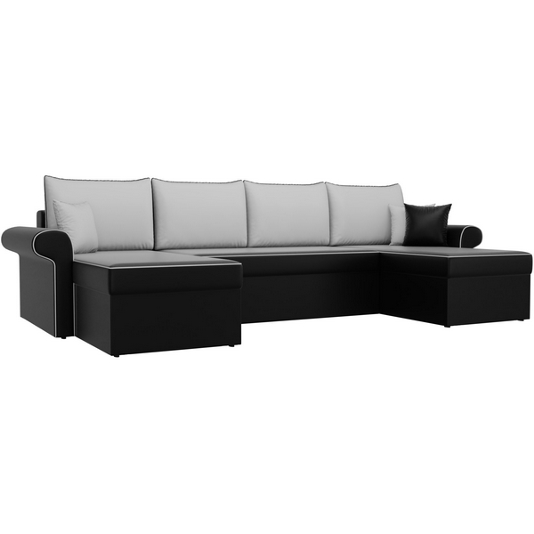 

П-образный диван Милфорд (основа экокожа черная, компаньон экокожа белая) Лига Диванов 31583, Милфорд 31583