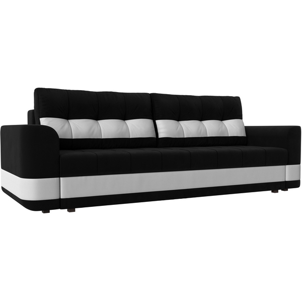 

Диван прямой Честер (основа микровельвет черный, компаньон экокожа белая) Лига Диванов 31662, Честер 31662