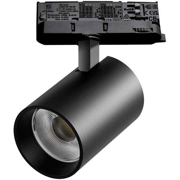 Изображение товара Трековый светильник LED 30W Lightstar Alta Base A5337QT трехфазный IP20 черный