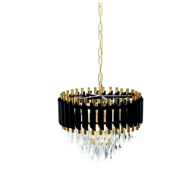 

Подвесная каскадная люстра хрустальная Lumina Deco LDP 6003-400 BK+F.GD, Золото, LDP 6003-400 BK+F.GD